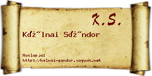 Kálnai Sándor névjegykártya